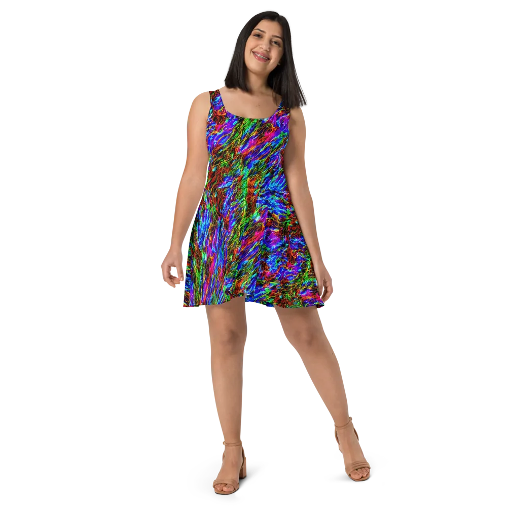 Chromatic Inferno on Skater Dress — Front