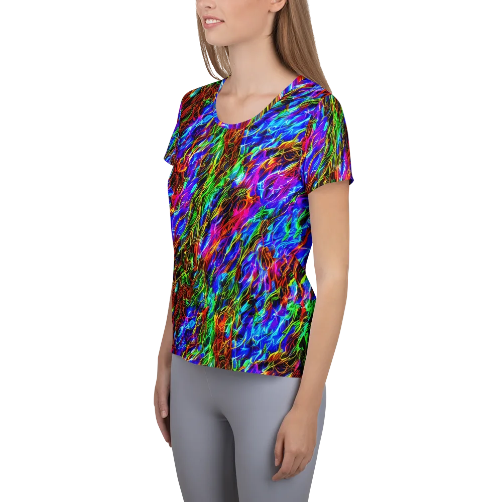 Chromatic Inferno on Women's Athletic T-Shirt — Left