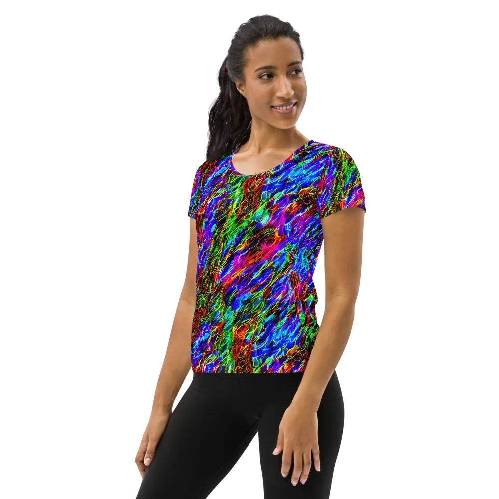 Chromatic Inferno on Women's Athletic T-Shirt — Left