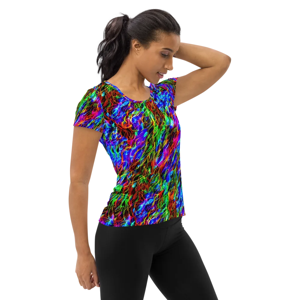 Chromatic Inferno on Women's Athletic T-Shirt — Right