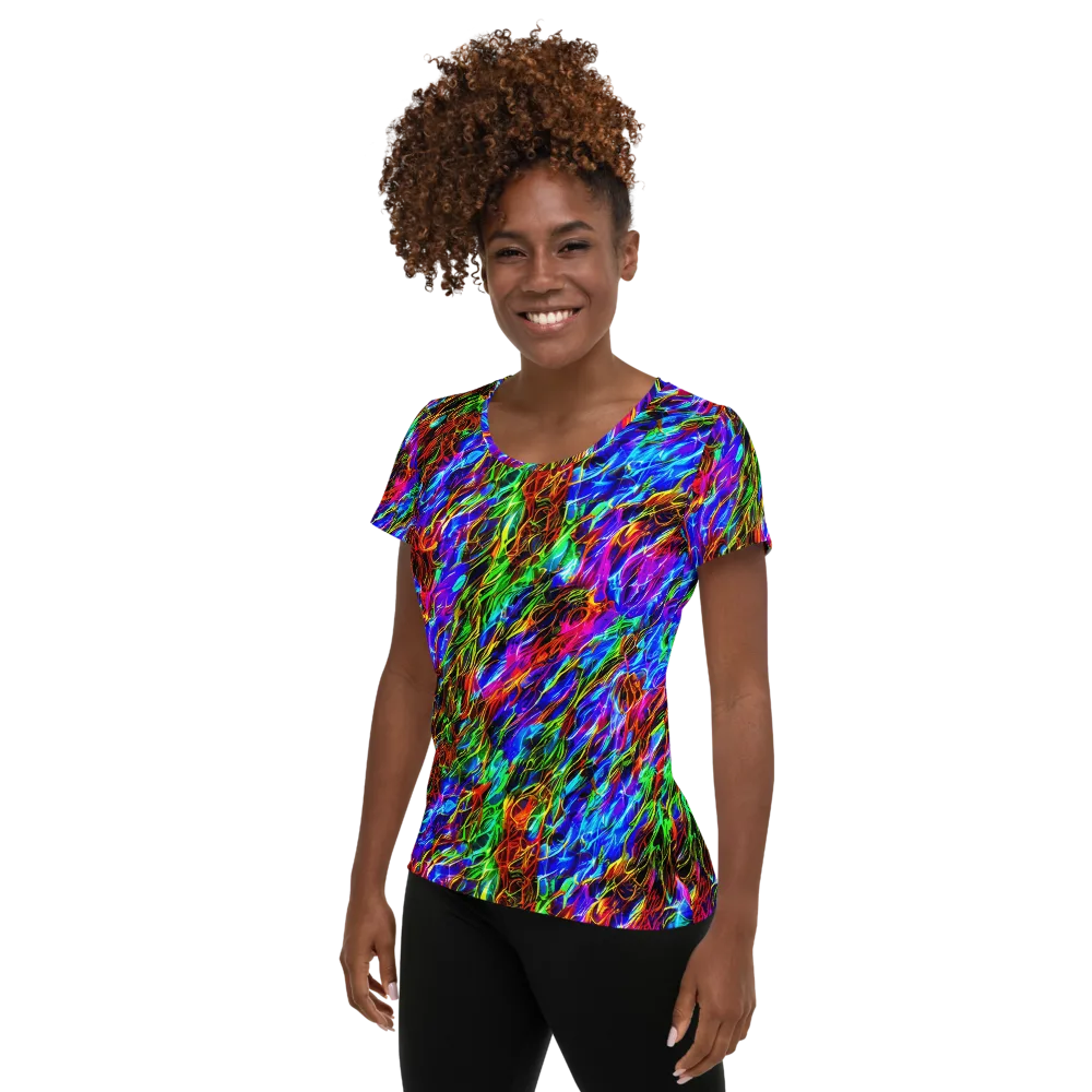 Chromatic Inferno on Women's Athletic T-Shirt — Left