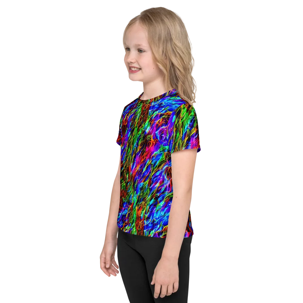 Chromatic Inferno on Kids Crew Neck T-Shirt — Left
