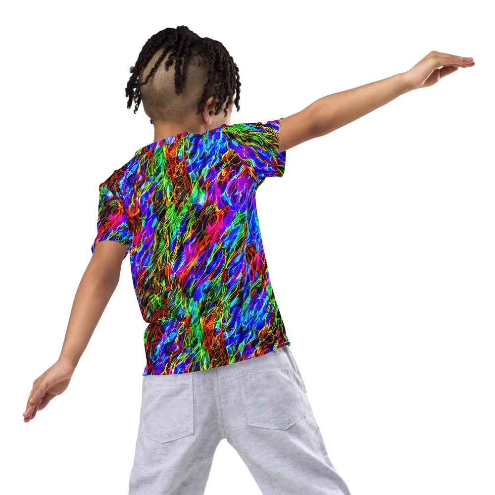Chromatic Inferno on Kids Crew Neck T-Shirt — Back