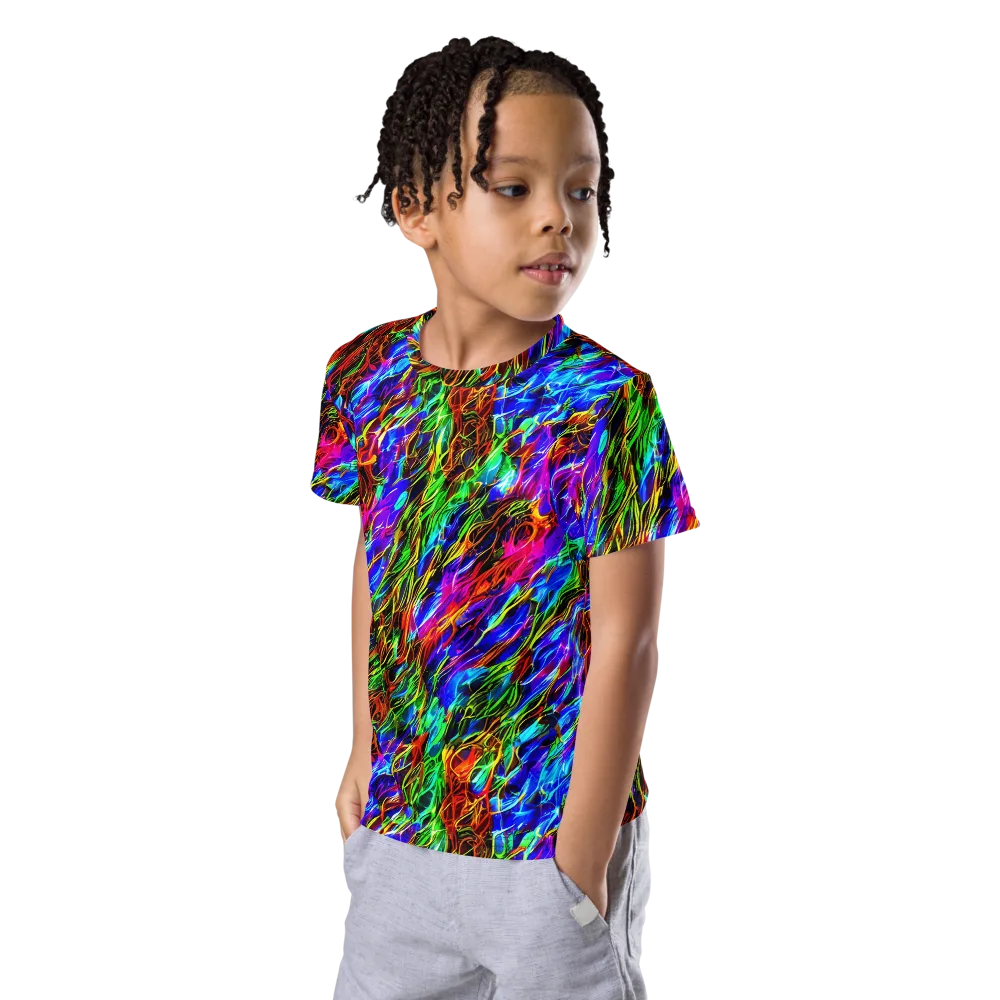 Chromatic Inferno on Kids Crew Neck T-Shirt — Left Front