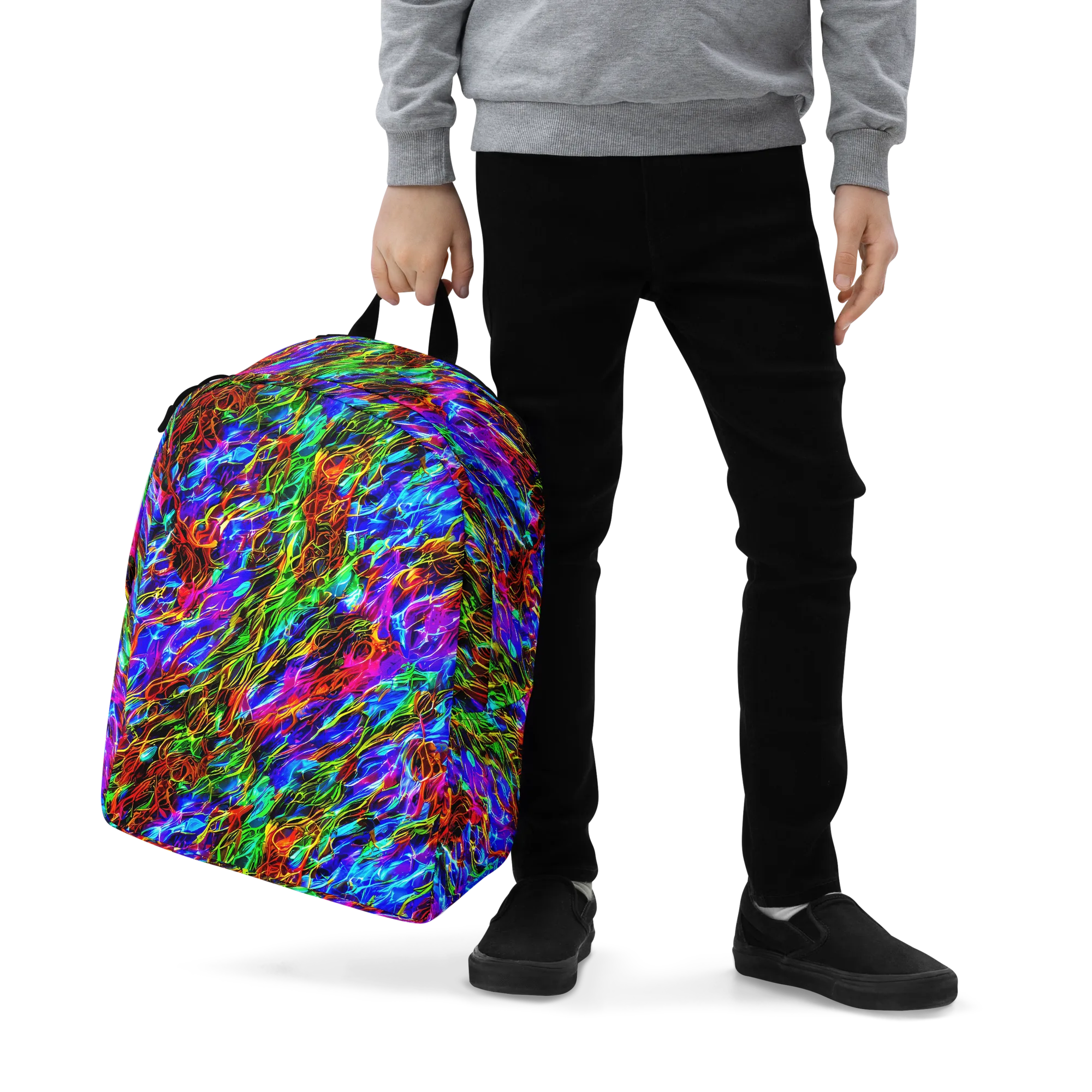 Chromatic Inferno on Minimalist Backpack — Zoomed-in