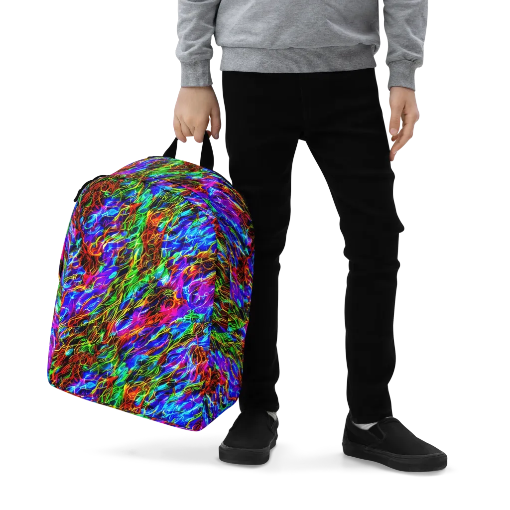 Chromatic Inferno on Minimalist Backpack — Zoomed-in
