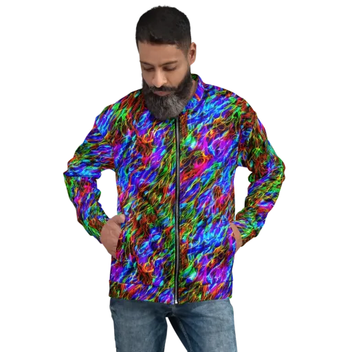 Chromatic Inferno on a Bomber Jacket