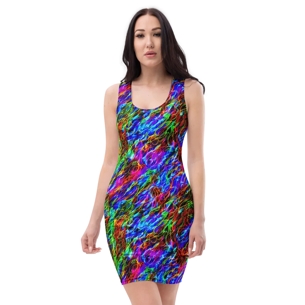Chromatic Inferno on Bodycon Dress — Front