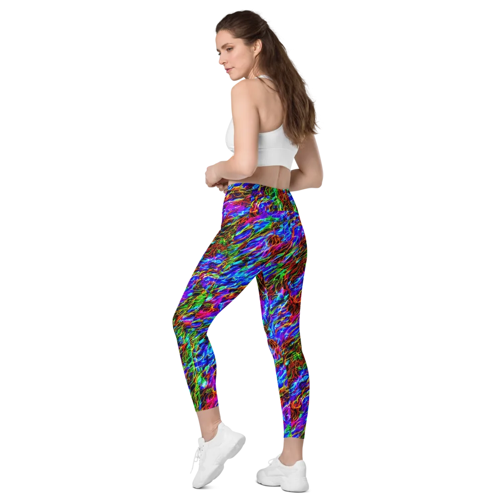 Chromatic Inferno on Leggings with Pockets — Left Back