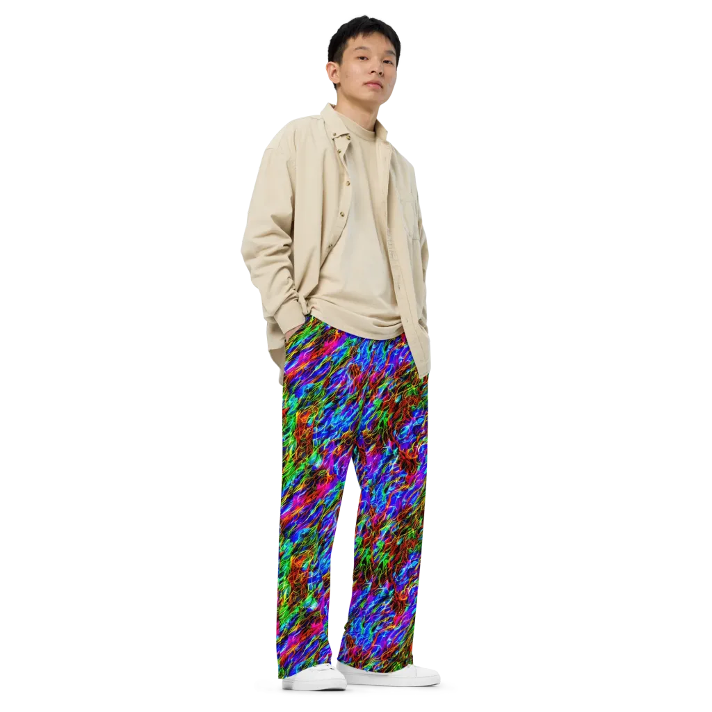 Chromatic Inferno on Wide-Leg Pants — Right Front