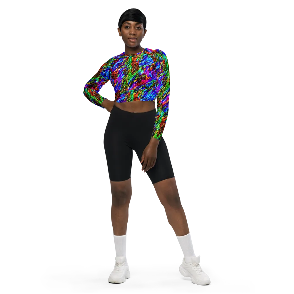 Chromatic Inferno on Long Sleeve Crop Top — Front