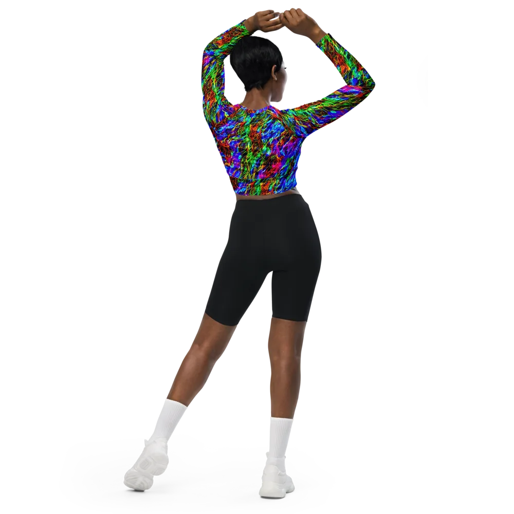 Chromatic Inferno on Long Sleeve Crop Top — Back