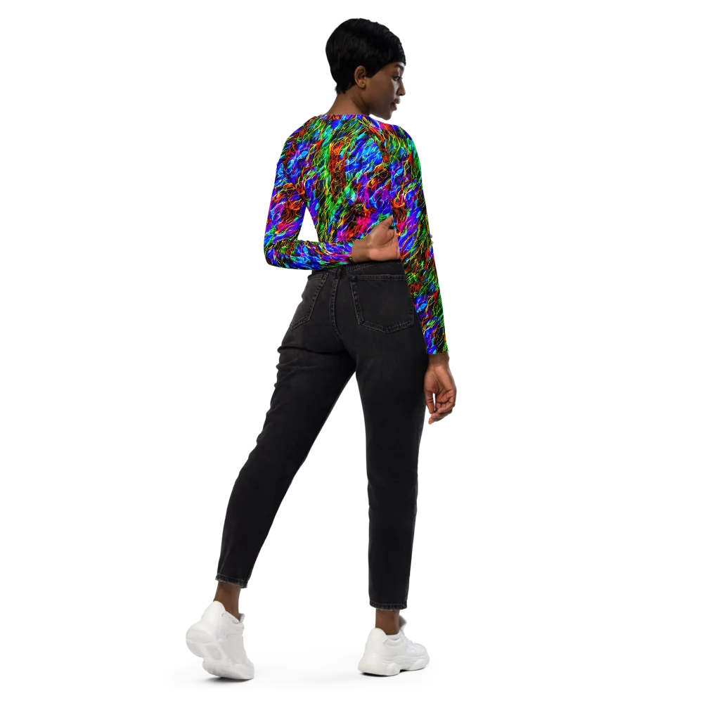 Chromatic Inferno on Long Sleeve Crop Top — Right Back