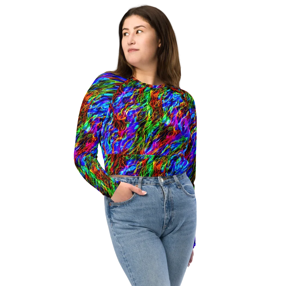 Chromatic Inferno on Long Sleeve Crop Top — Front