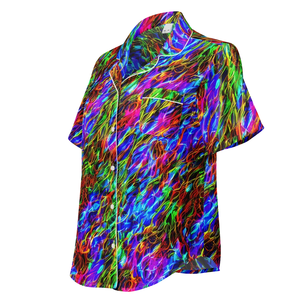 Chromatic Inferno on Women's Short Sleeve Pajama Top — Left Front
