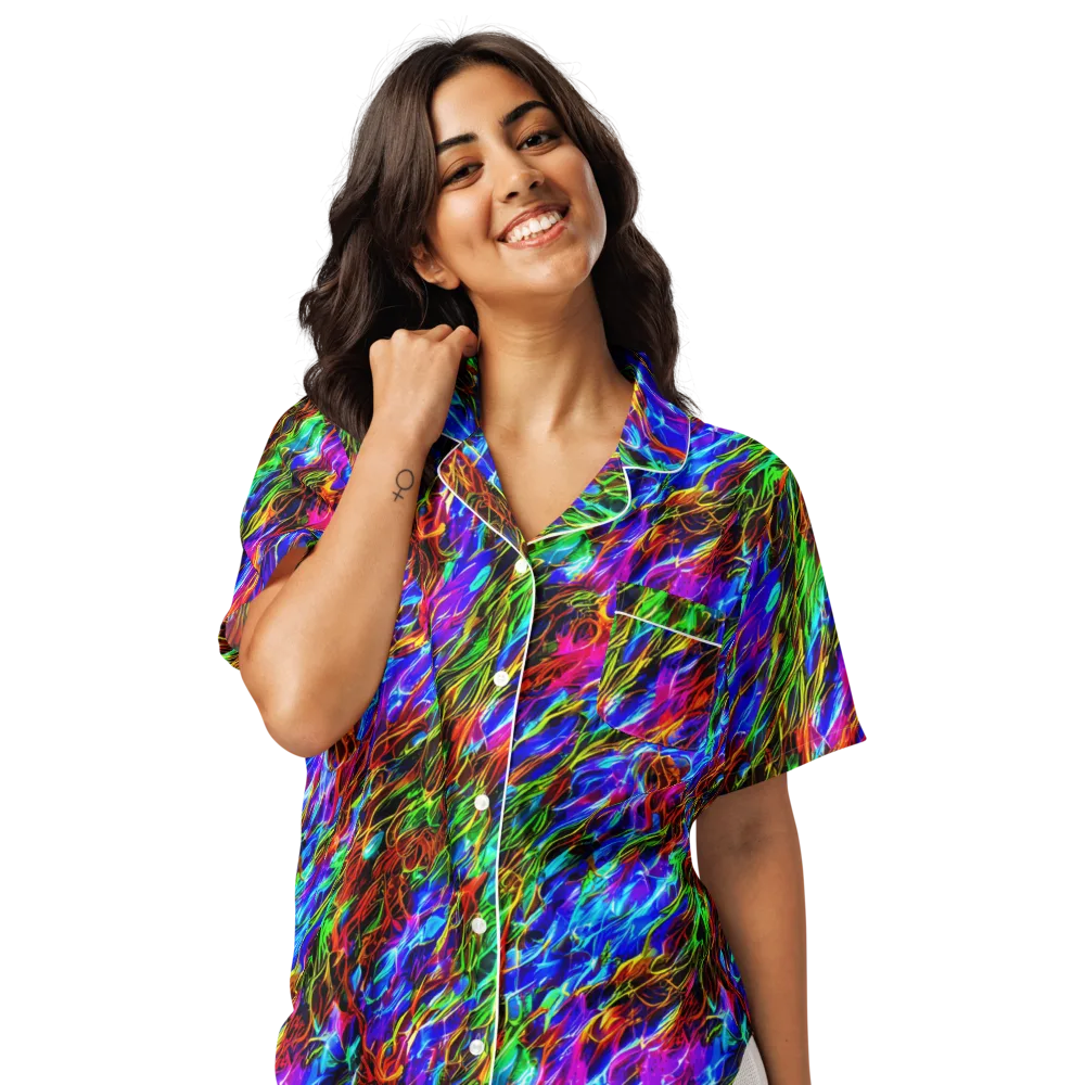 Chromatic Inferno on Women's Short Sleeve Pajama Top — Front