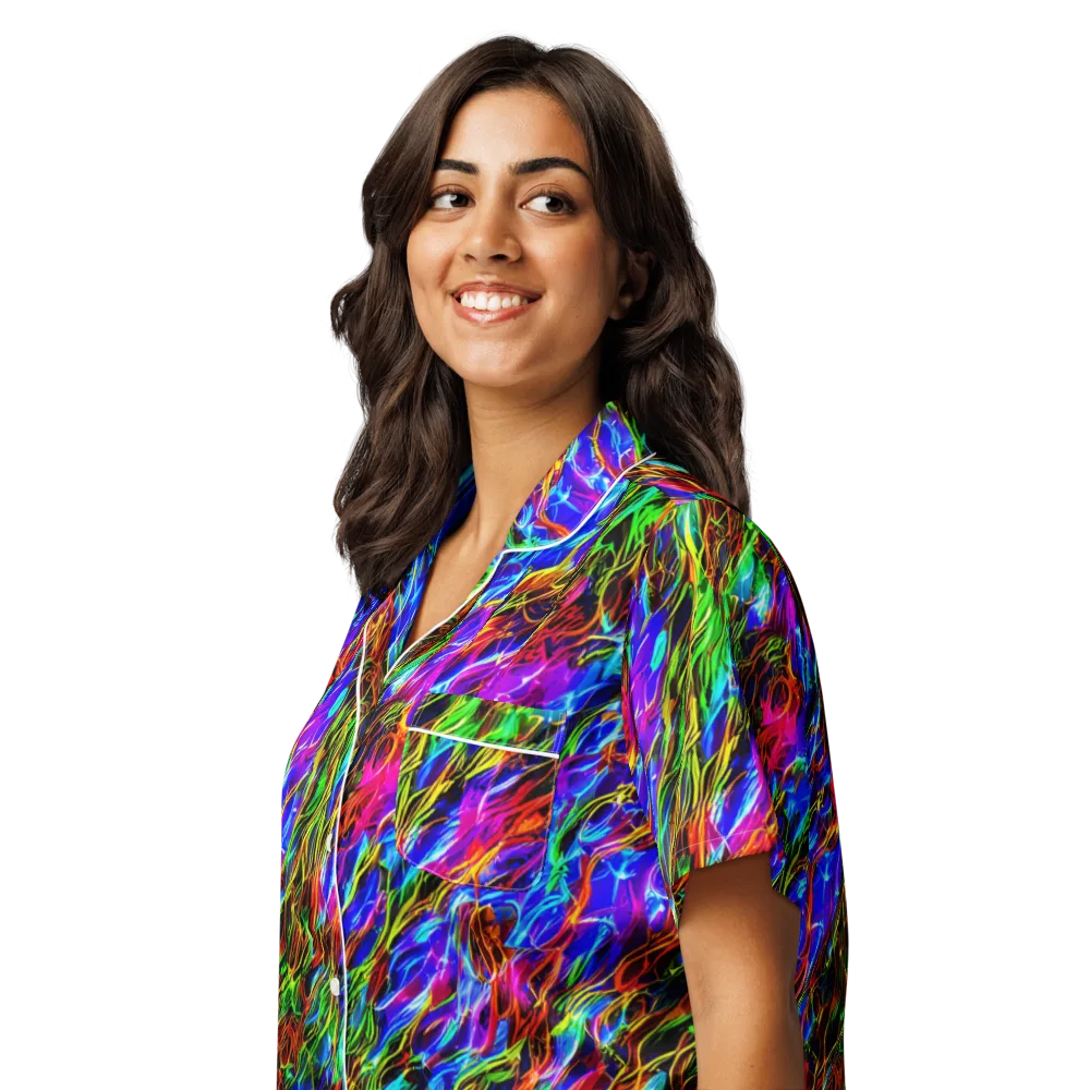 Chromatic Inferno on Women's Short Sleeve Pajama Top — Left Front