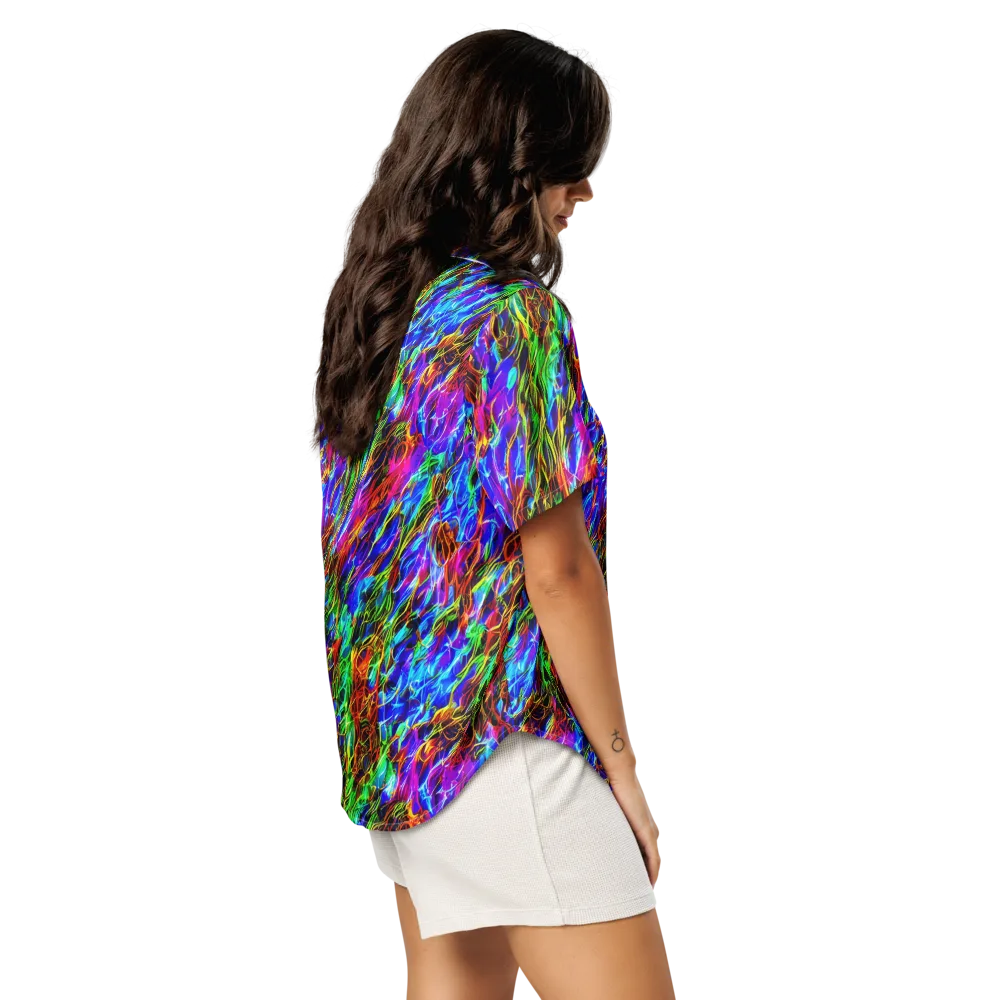 Chromatic Inferno on Women's Short Sleeve Pajama Top — Right Back