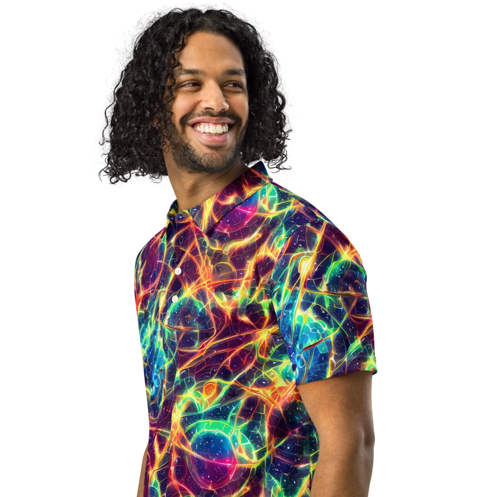 Prismatic Voltage on Men's Slim Fit Polo Shirt — Left Front