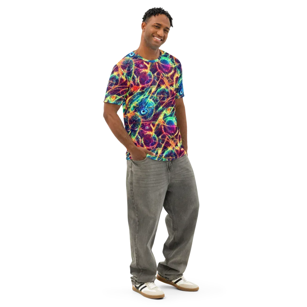 Prismatic Voltage on Men's Cotton Crew Neck T-Shirt — Right Front
