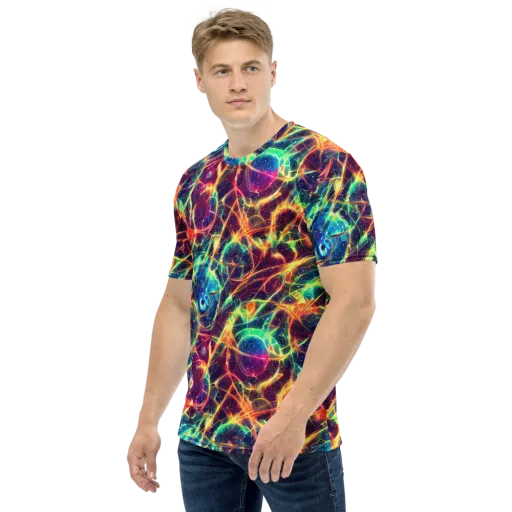 Prismatic Voltage on a Men's Crew Neck T-Shirt