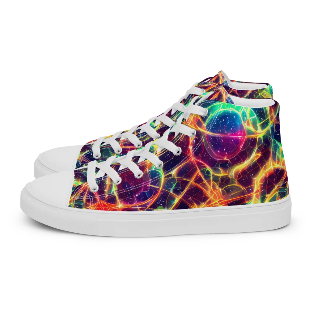 Prismatic Voltage on Men's High Top Canvas Shoes — Left