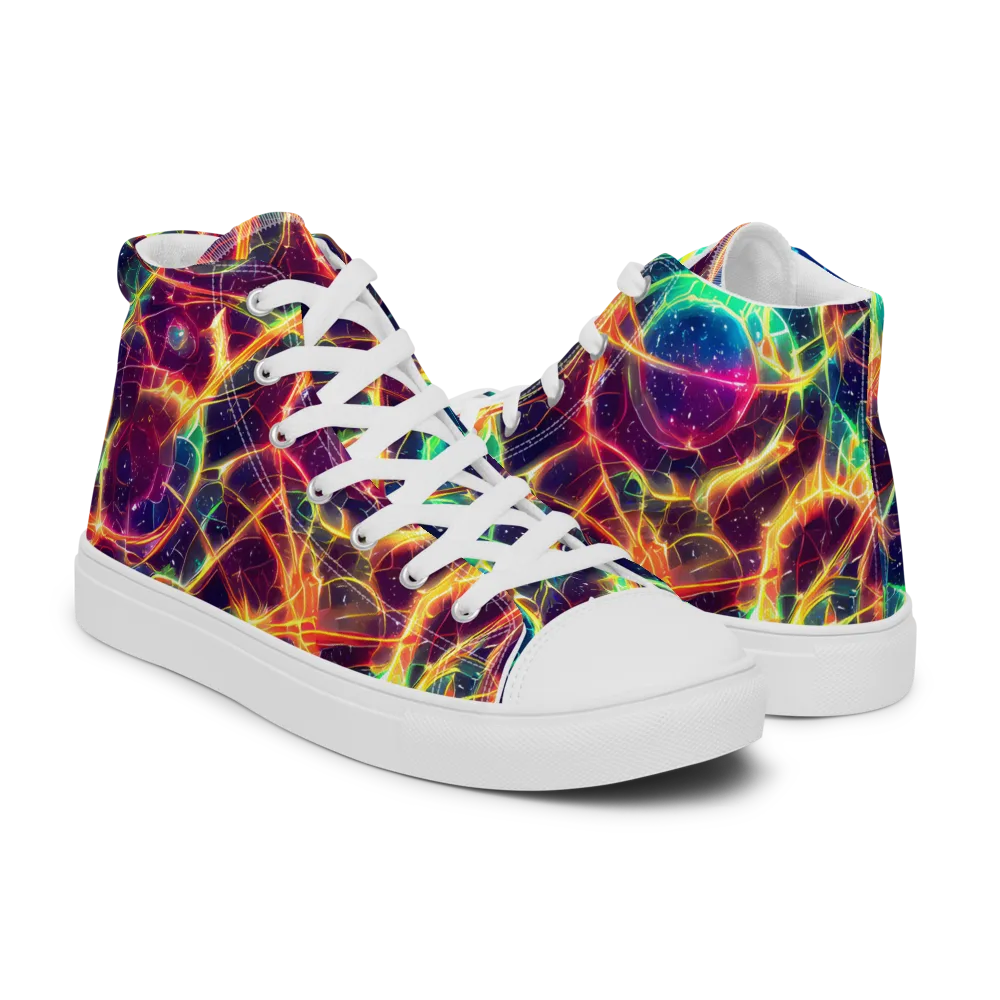 Prismatic Voltage on Men's High Top Canvas Shoes — Right