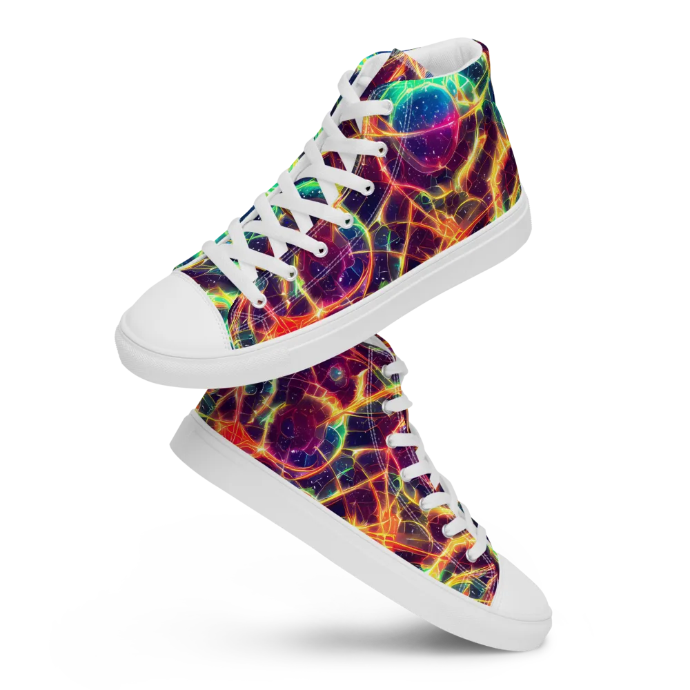 Prismatic Voltage on Men's High Top Canvas Shoes — Front