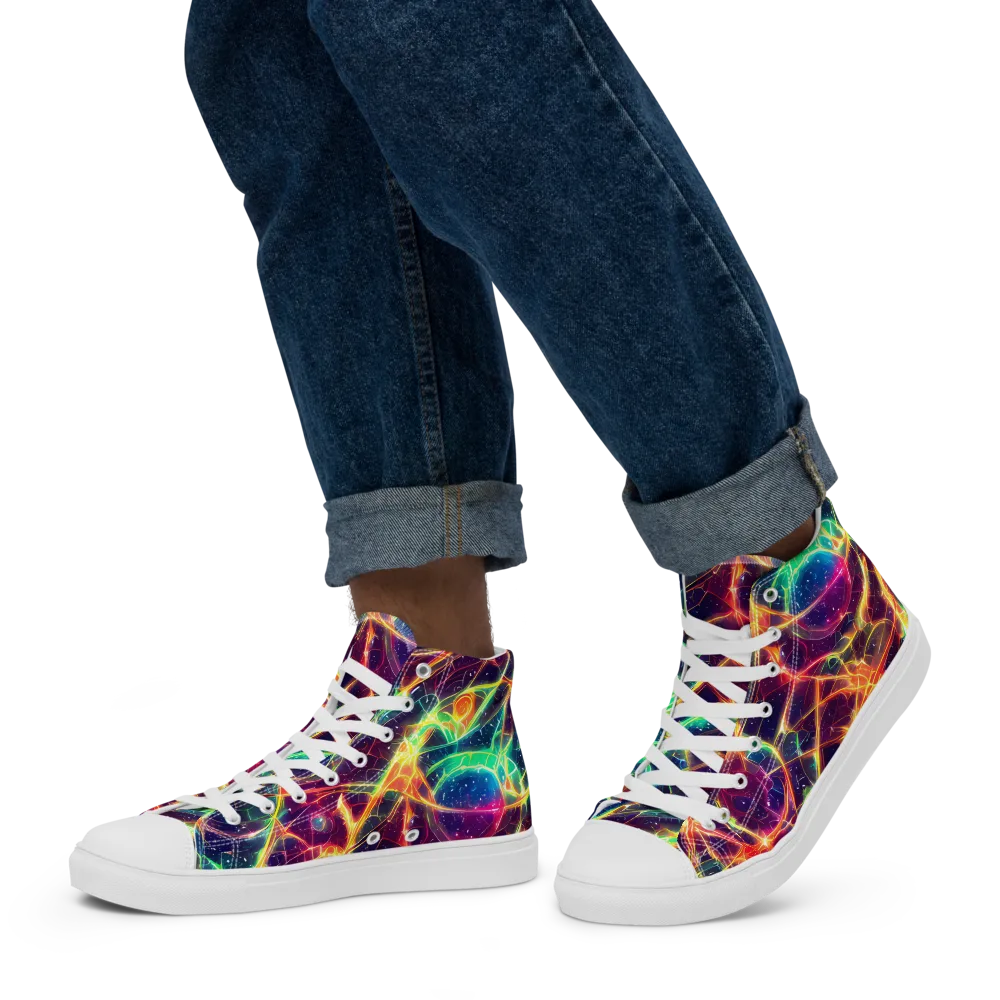Prismatic Voltage on Men's High Top Canvas Shoes — Left