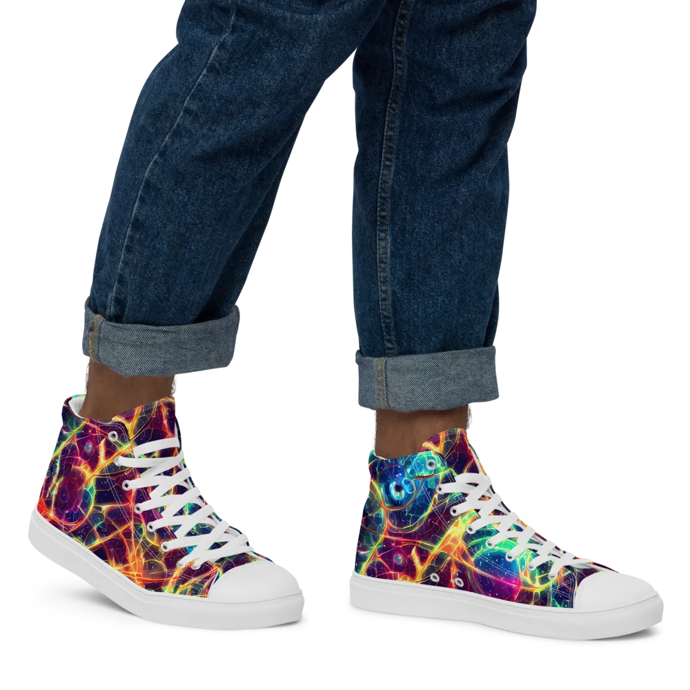 Prismatic Voltage on Men's High Top Canvas Shoes — Right