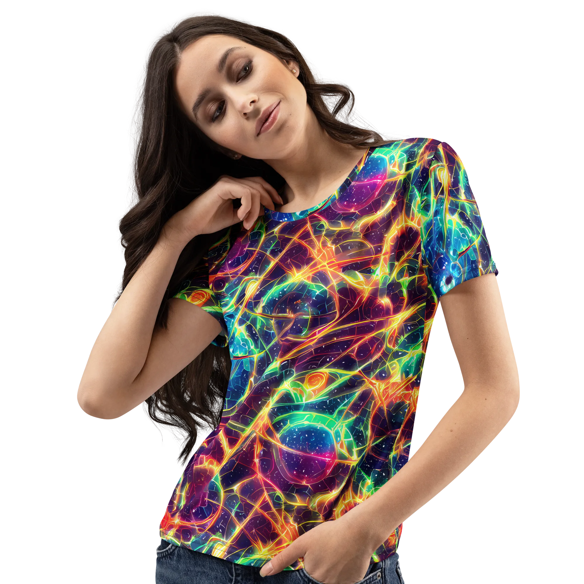 Prismatic Voltage on Women's Crew Neck T-Shirt — Left Front
