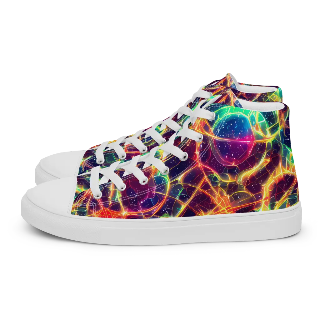 Prismatic Voltage on Women's High Top Canvas Shoes — Left