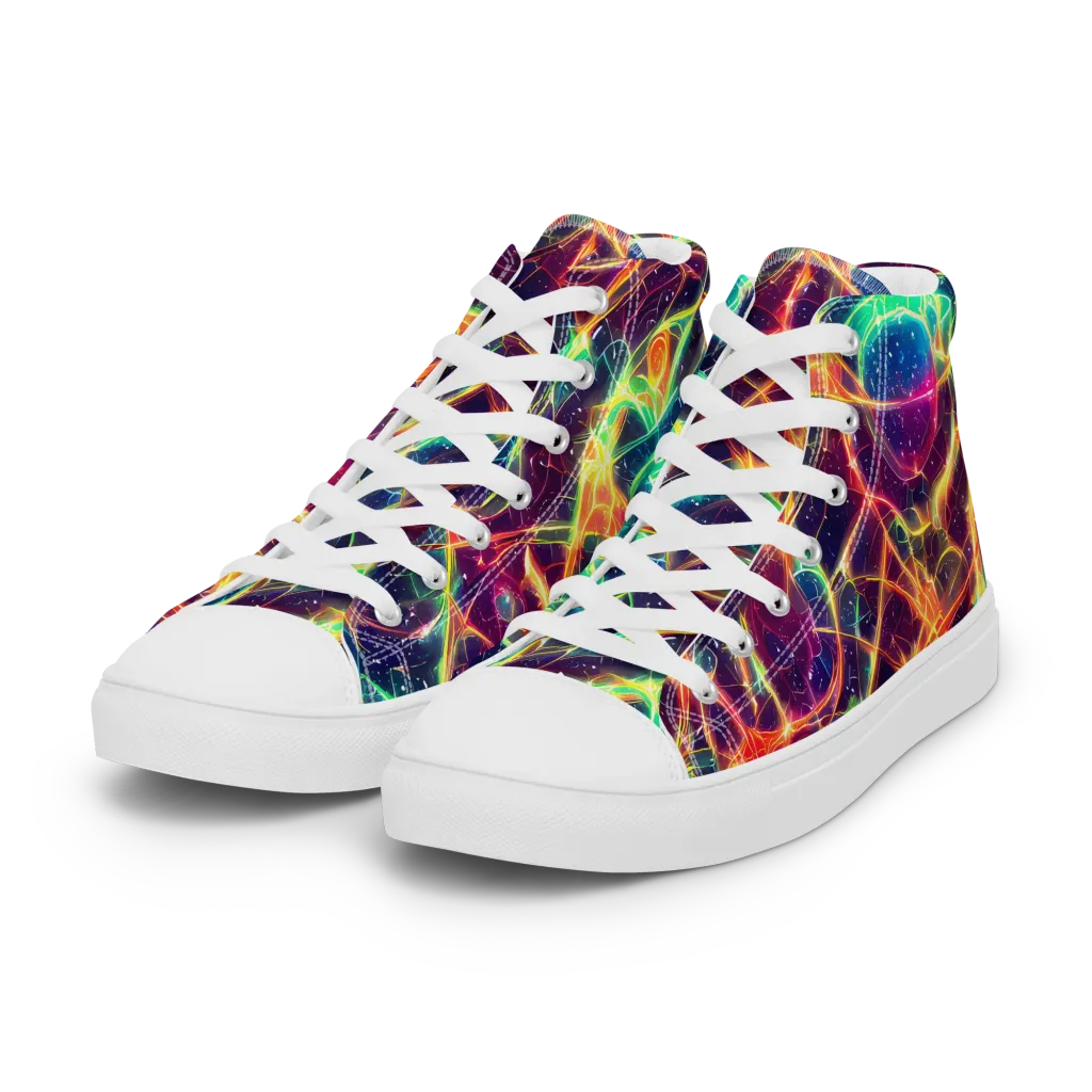 Prismatic Voltage on Women's High Top Canvas Shoes — Left Front