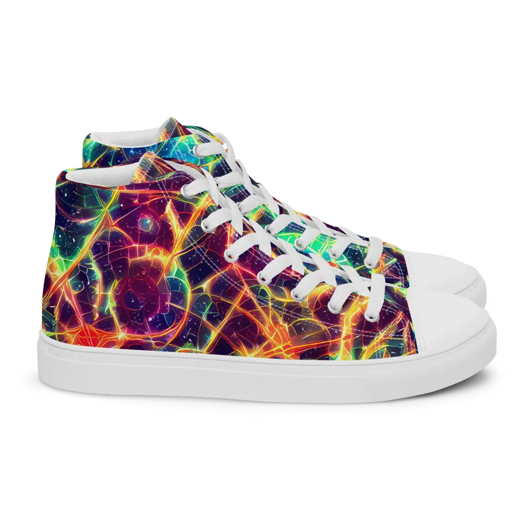 Prismatic Voltage on Women's High Top Canvas Shoes — Right