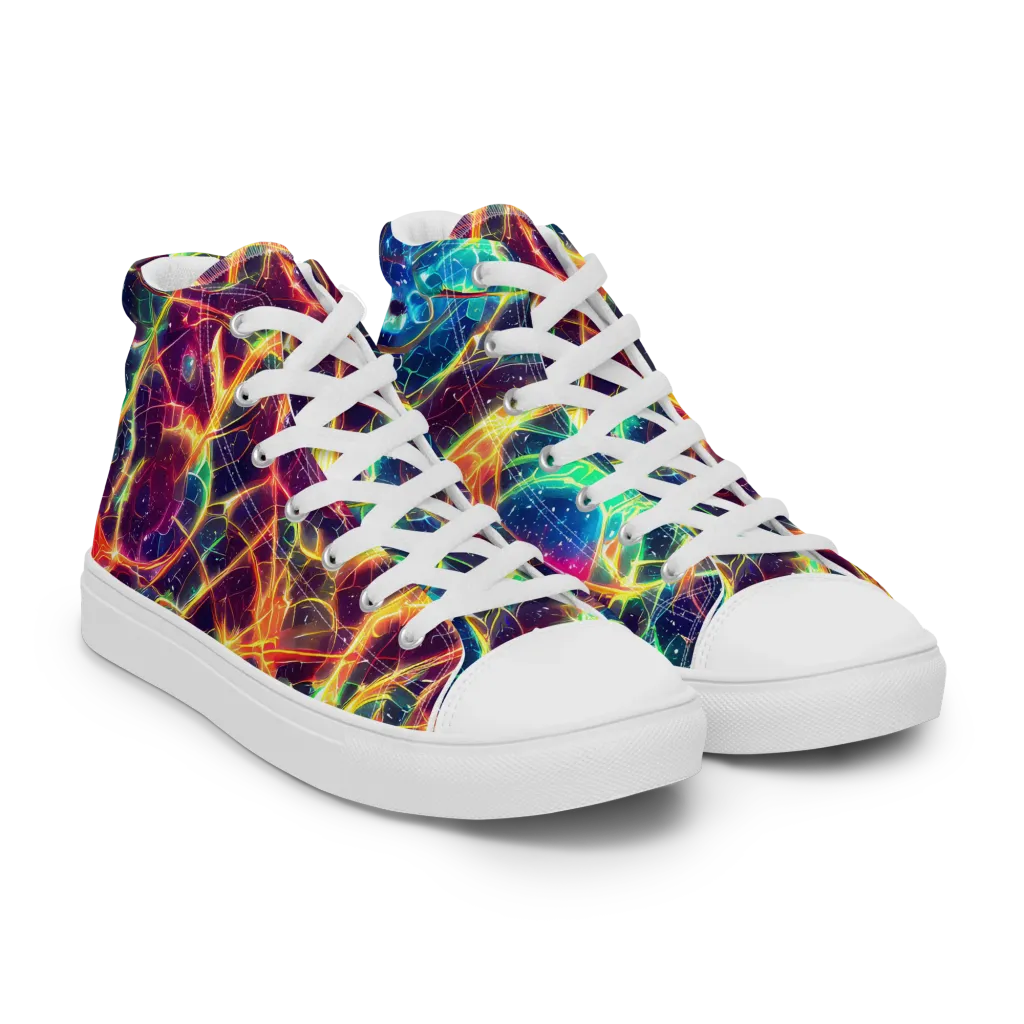 Prismatic Voltage on Women's High Top Canvas Shoes — Right Front