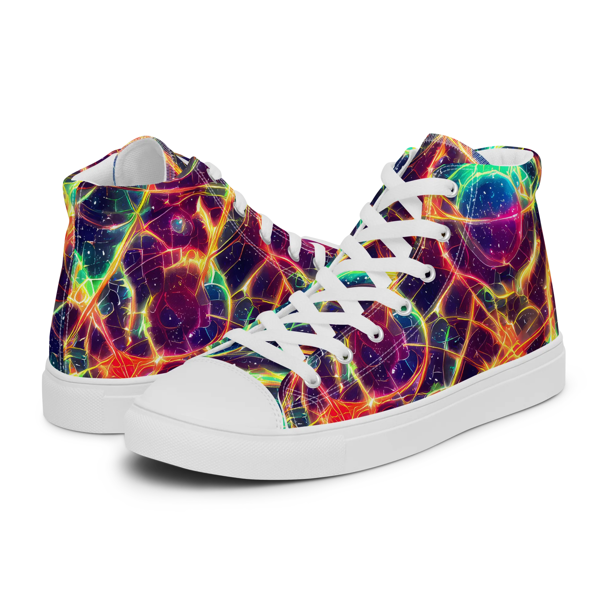 Prismatic Voltage on Women's High Top Canvas Shoes — Left