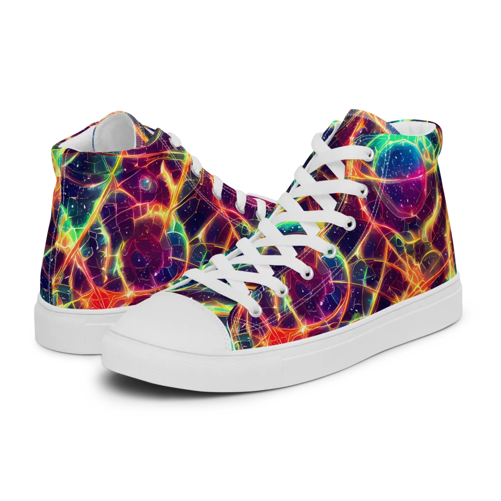 Prismatic Voltage on Women's High Top Canvas Shoes — Left