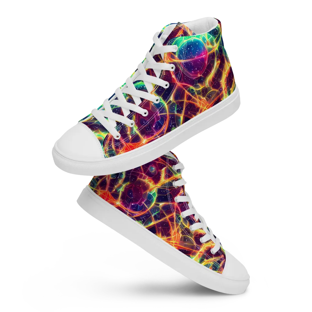Prismatic Voltage on Women's High Top Canvas Shoes — Front