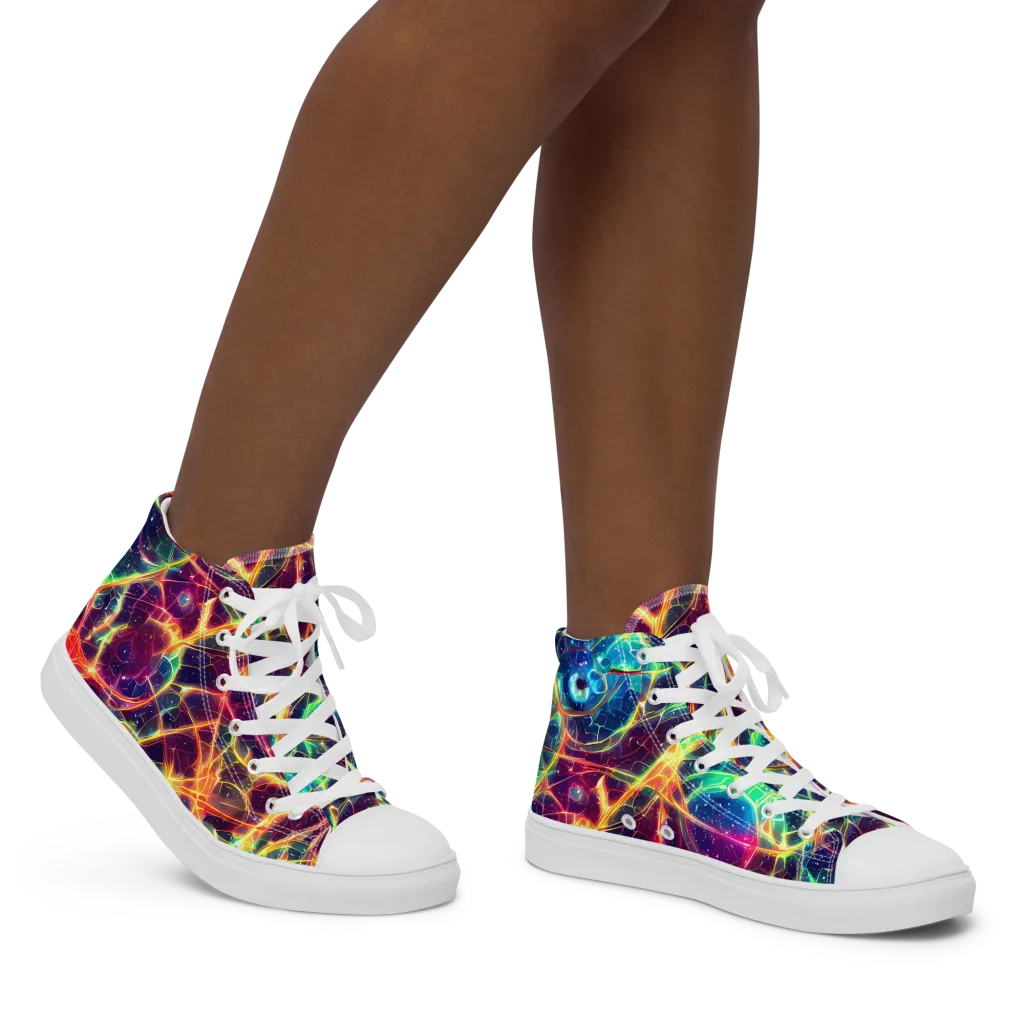 Prismatic Voltage on Women's High Top Canvas Shoes — Right