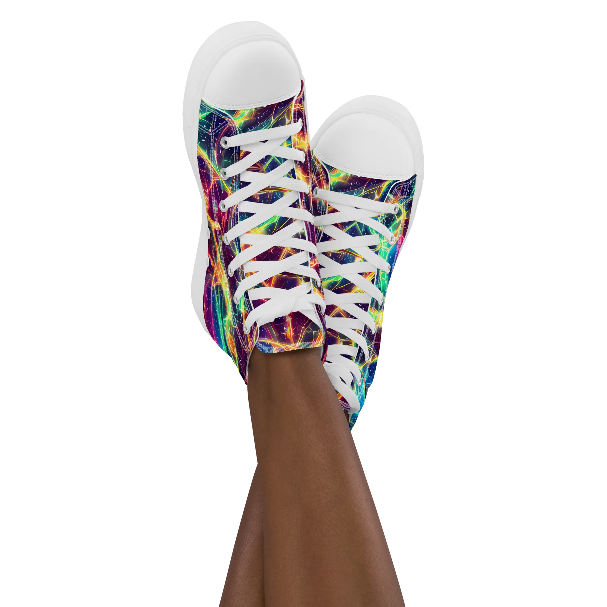 Prismatic Voltage on Women's High Top Canvas Shoes — Front