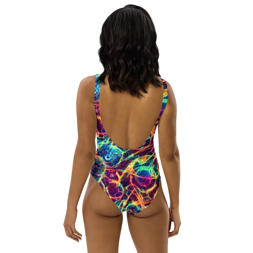 Prismatic Voltage on One-Piece Swimsuit — Back