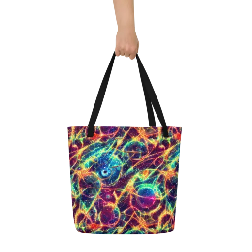 Prismatic Voltage on a Large Tote Bag W/ Pocket