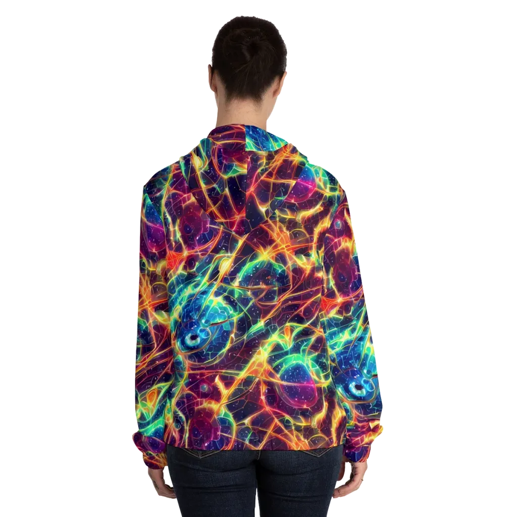 Prismatic Voltage on Women's Full-Zip Hoodie — Back On Person