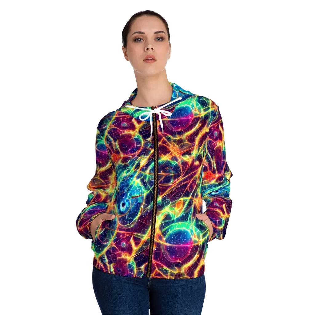 Prismatic Voltage on Women's Full-Zip Hoodie — Front On Person