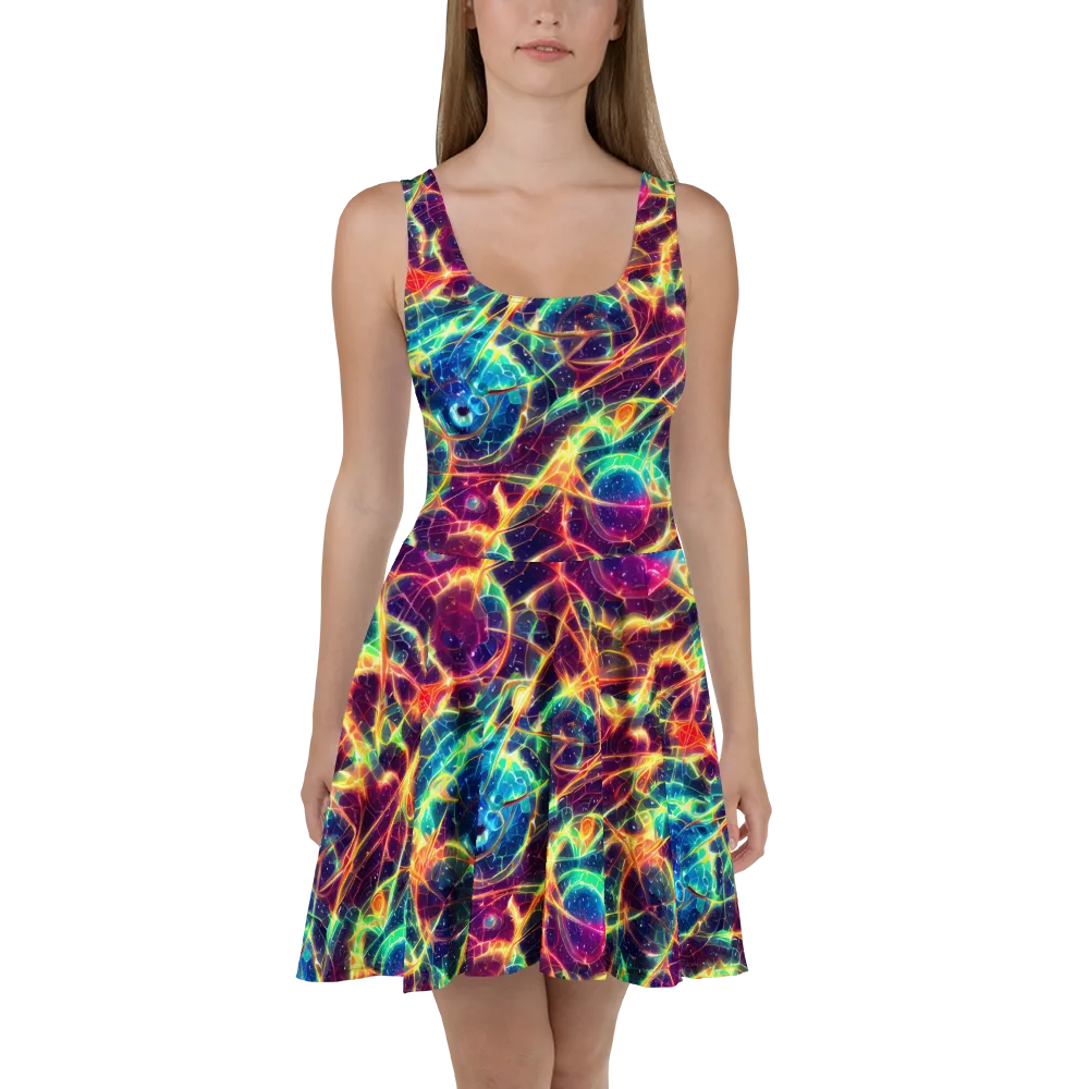 Prismatic Voltage on Skater Dress — Front