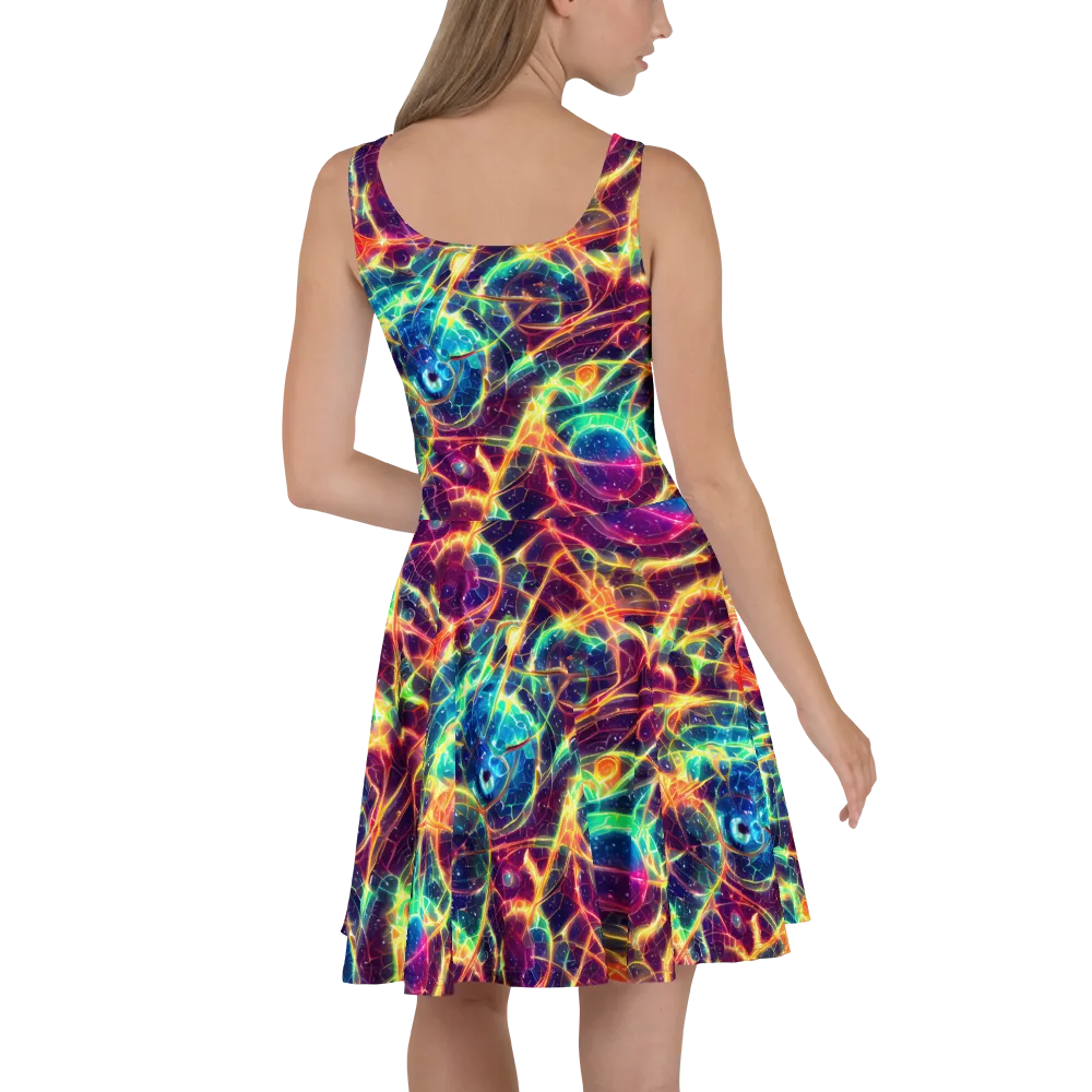 Prismatic Voltage on Skater Dress — Back