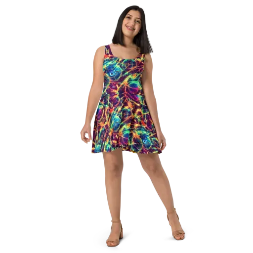Prismatic Voltage on a Skater Dress