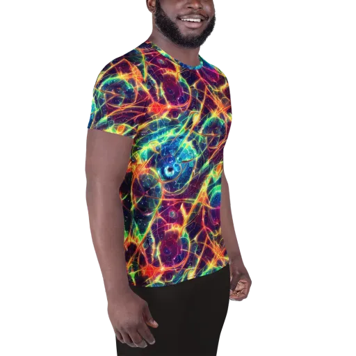 Prismatic Voltage on a Men's Athletic T-Shirt