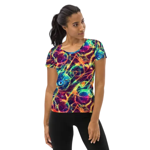 Prismatic Voltage on a Women's Athletic T-Shirt