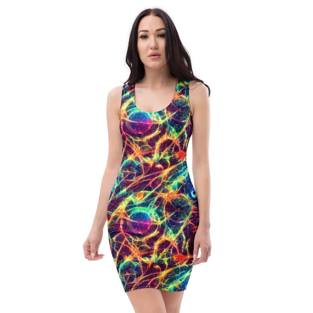 Prismatic Voltage on Bodycon Dress — Front